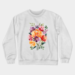 Watercolor Flowers illustration, Roses art Crewneck Sweatshirt